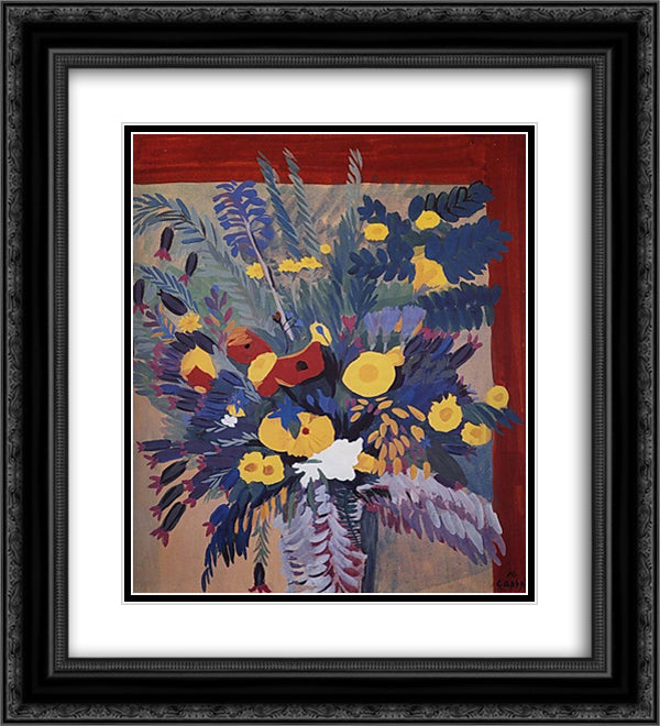 Flowers from Chamlych 20x22 Black Ornate Wood Framed Art Print Poster with Double Matting by Saryan, Martiros