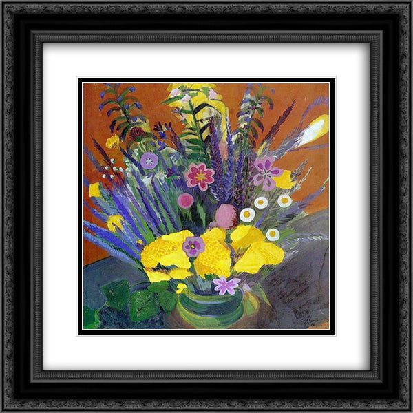 Flowers of Armenia 20x20 Black Ornate Wood Framed Art Print Poster with Double Matting by Saryan, Martiros