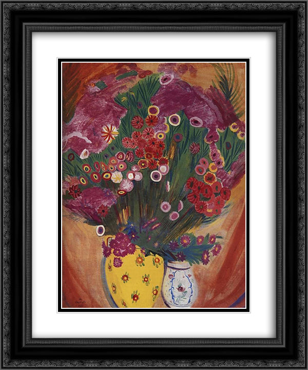 Flowers of Asia 20x24 Black Ornate Wood Framed Art Print Poster with Double Matting by Saryan, Martiros