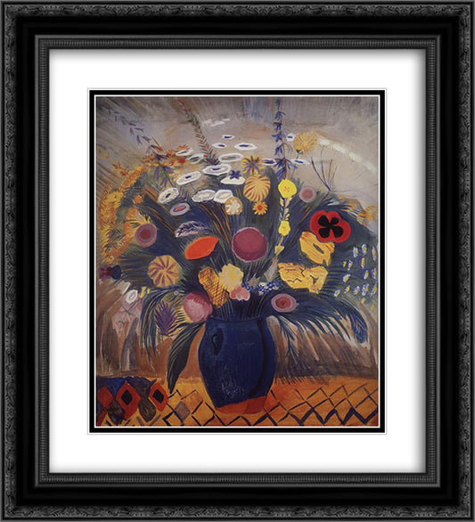 Flowers of Kalaki 20x22 Black Ornate Wood Framed Art Print Poster with Double Matting by Saryan, Martiros