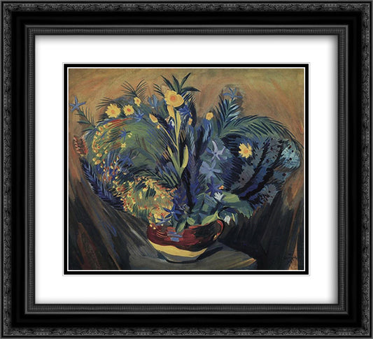 Flowers of Sambek 22x20 Black Ornate Wood Framed Art Print Poster with Double Matting by Saryan, Martiros