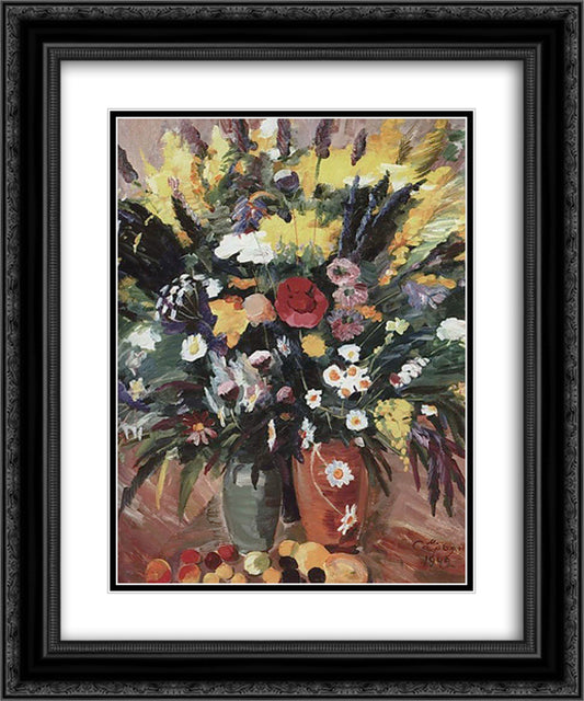 Flowers of Sevan 20x24 Black Ornate Wood Framed Art Print Poster with Double Matting by Saryan, Martiros
