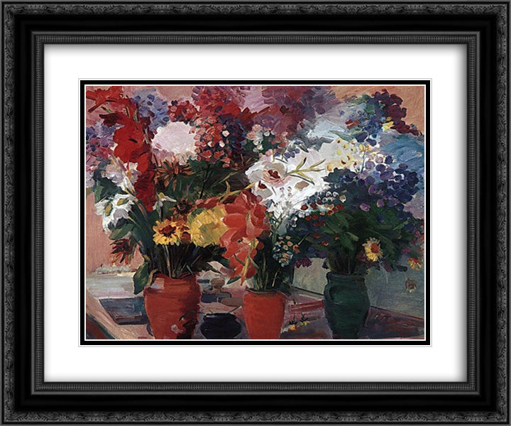Flowers of Stepanavan 24x20 Black Ornate Wood Framed Art Print Poster with Double Matting by Saryan, Martiros
