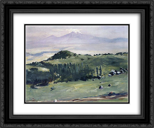 From the Aragats' slopes 24x20 Black Ornate Wood Framed Art Print Poster with Double Matting by Saryan, Martiros