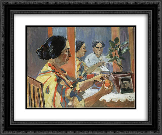 From the artist's life (Portrait of Lusik Saryan in profile) 24x20 Black Ornate Wood Framed Art Print Poster with Double Matting by Saryan, Martiros
