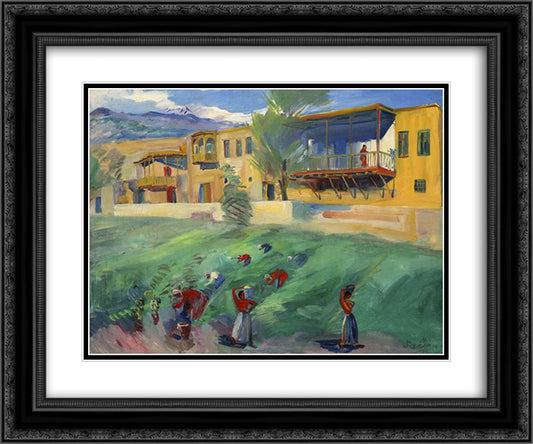 Gathering of grapes 24x20 Black Ornate Wood Framed Art Print Poster with Double Matting by Saryan, Martiros