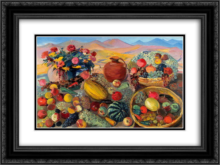 Gifts of Autumn 24x18 Black Ornate Wood Framed Art Print Poster with Double Matting by Saryan, Martiros