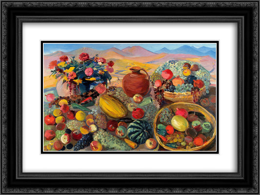 Gifts of Autumn 24x18 Black Ornate Wood Framed Art Print Poster with Double Matting by Saryan, Martiros