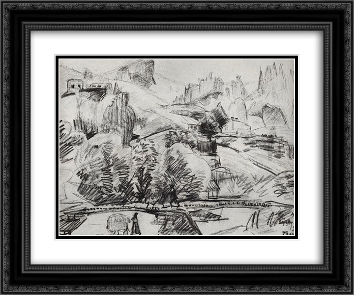 Goris 24x20 Black Ornate Wood Framed Art Print Poster with Double Matting by Saryan, Martiros