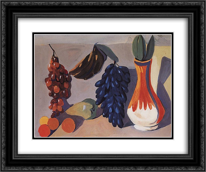 Grapes 24x20 Black Ornate Wood Framed Art Print Poster with Double Matting by Saryan, Martiros