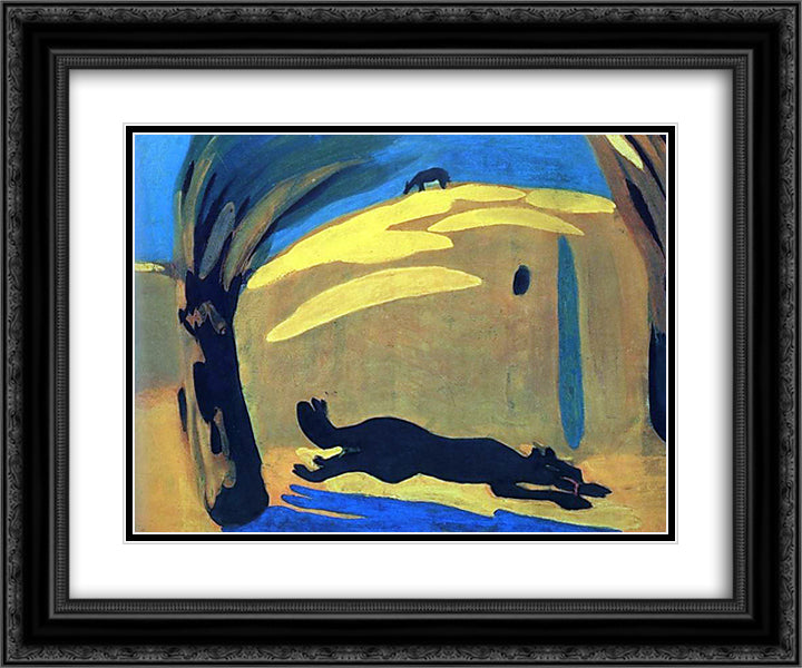 Heat. Running Dog. 24x20 Black Ornate Wood Framed Art Print Poster with Double Matting by Saryan, Martiros