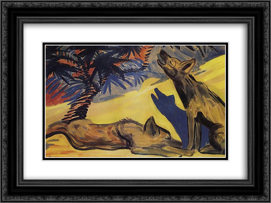 Hyenas 24x18 Black Ornate Wood Framed Art Print Poster with Double Matting by Saryan, Martiros