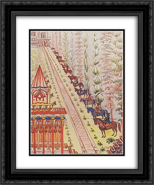 Illustration of the tale 'The Magic ring' 20x24 Black Ornate Wood Framed Art Print Poster with Double Matting by Saryan, Martiros