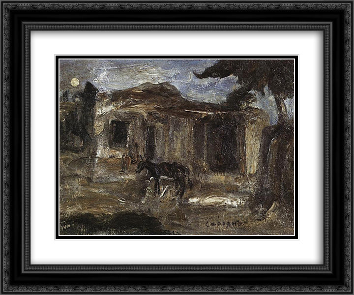 In armenian village 24x20 Black Ornate Wood Framed Art Print Poster with Double Matting by Saryan, Martiros