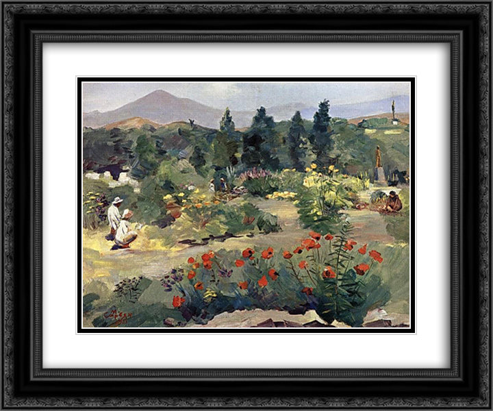 In the botanical garden 24x20 Black Ornate Wood Framed Art Print Poster with Double Matting by Saryan, Martiros