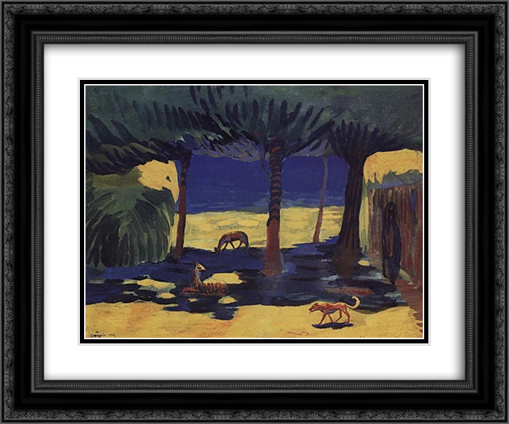 In the shadow 24x20 Black Ornate Wood Framed Art Print Poster with Double Matting by Saryan, Martiros