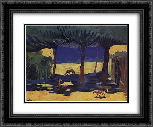 In the shadow 24x20 Black Ornate Wood Framed Art Print Poster with Double Matting by Saryan, Martiros