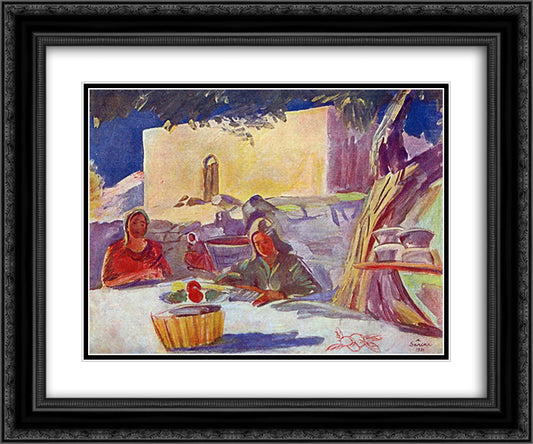 In the time of leisure 24x20 Black Ornate Wood Framed Art Print Poster with Double Matting by Saryan, Martiros