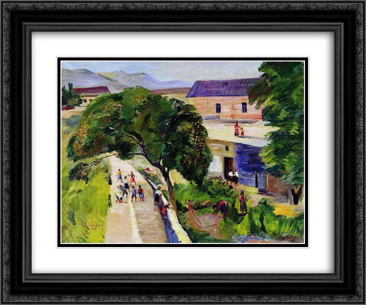 July 24x20 Black Ornate Wood Framed Art Print Poster with Double Matting by Saryan, Martiros