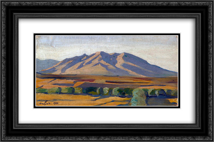 Kara - Dag Mountain 24x16 Black Ornate Wood Framed Art Print Poster with Double Matting by Saryan, Martiros