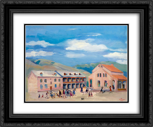 Kirovakan Village 24x20 Black Ornate Wood Framed Art Print Poster with Double Matting by Saryan, Martiros