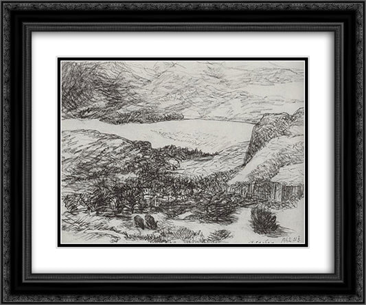 Lake in the mountains 24x20 Black Ornate Wood Framed Art Print Poster with Double Matting by Saryan, Martiros