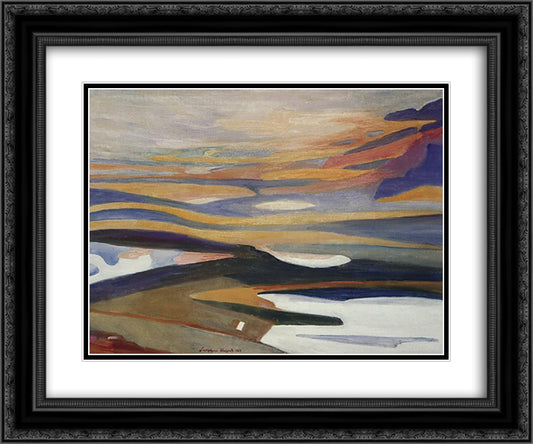Land 24x20 Black Ornate Wood Framed Art Print Poster with Double Matting by Saryan, Martiros