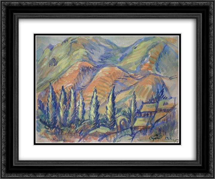 Landscape. Kalaki. 24x20 Black Ornate Wood Framed Art Print Poster with Double Matting by Saryan, Martiros