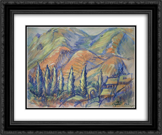 Landscape. Kalaki. 24x20 Black Ornate Wood Framed Art Print Poster with Double Matting by Saryan, Martiros