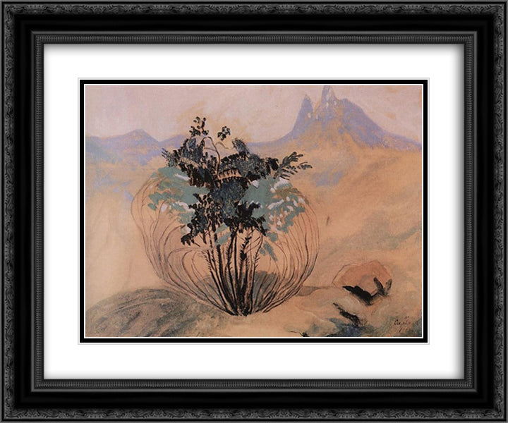 Landscape. Mount Aragats. 24x20 Black Ornate Wood Framed Art Print Poster with Double Matting by Saryan, Martiros