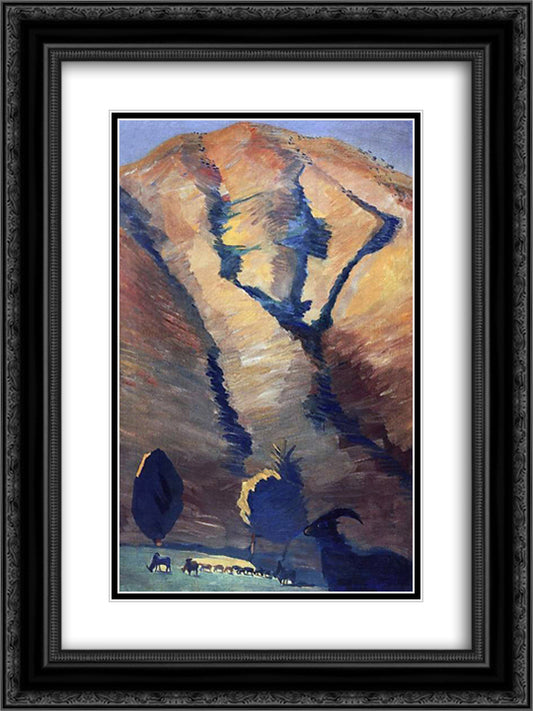 Landscape with capra 18x24 Black Ornate Wood Framed Art Print Poster with Double Matting by Saryan, Martiros