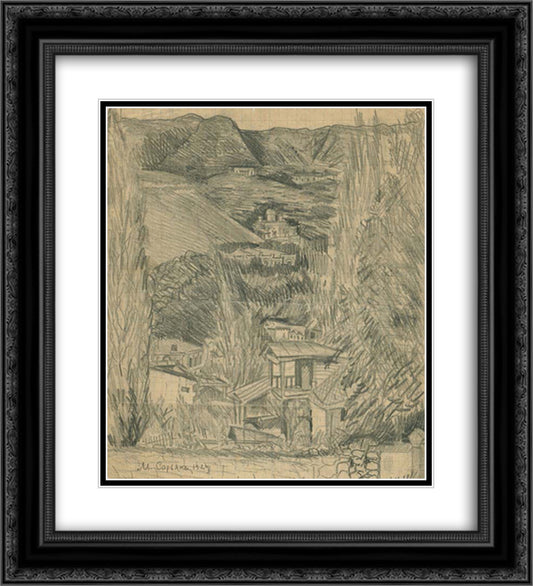Landscape with mountains 20x22 Black Ornate Wood Framed Art Print Poster with Double Matting by Saryan, Martiros