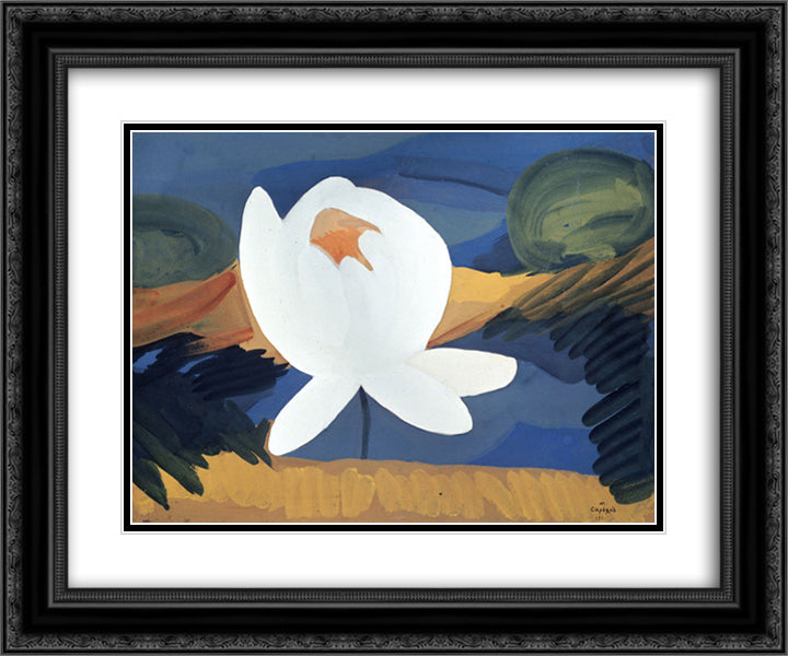 Lotus 24x20 Black Ornate Wood Framed Art Print Poster with Double Matting by Saryan, Martiros