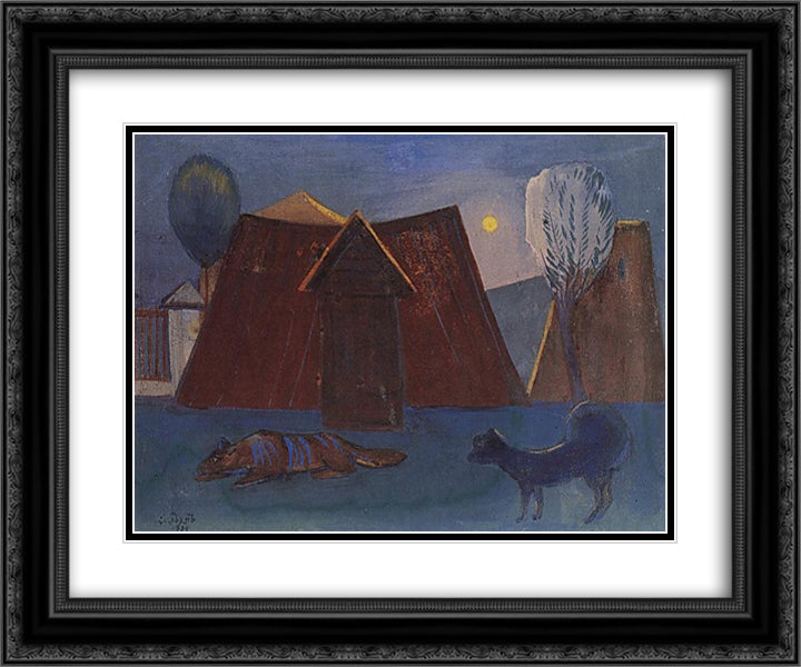 Morning in Stavrin 24x20 Black Ornate Wood Framed Art Print Poster with Double Matting by Saryan, Martiros