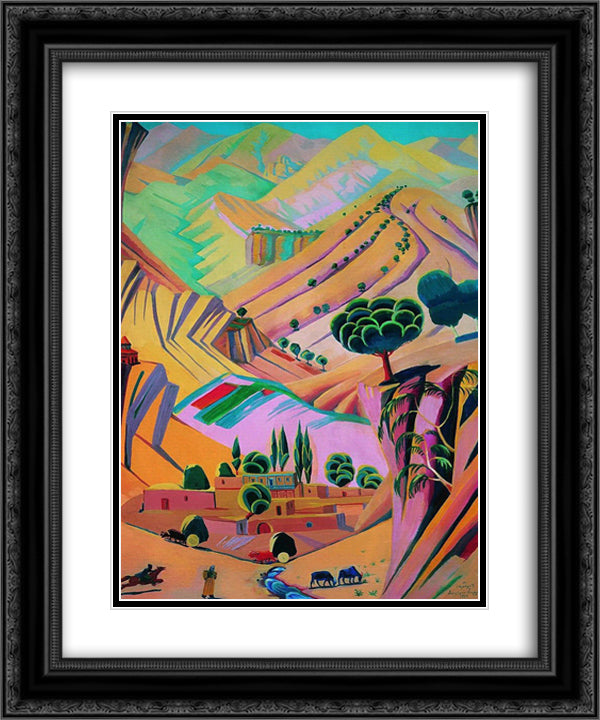 Mottled landscape 20x24 Black Ornate Wood Framed Art Print Poster with Double Matting by Saryan, Martiros