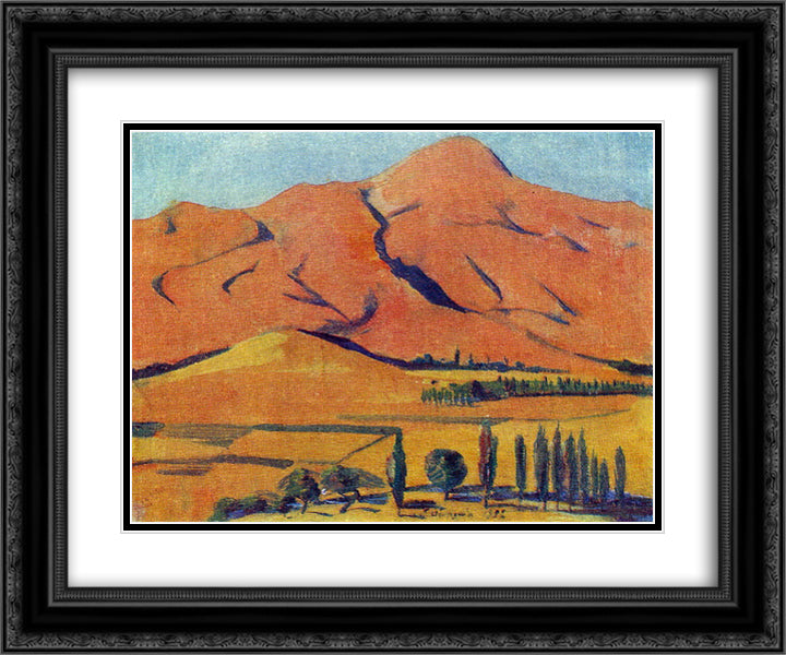 Mount Shamiram 24x20 Black Ornate Wood Framed Art Print Poster with Double Matting by Saryan, Martiros