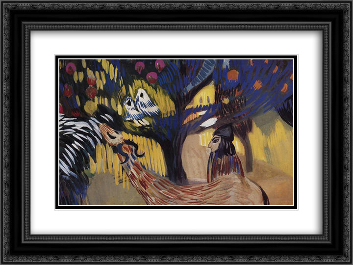 Near pomegranate tree 24x18 Black Ornate Wood Framed Art Print Poster with Double Matting by Saryan, Martiros