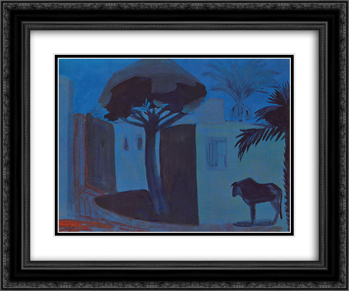 Night Landscape. Egypt. 24x20 Black Ornate Wood Framed Art Print Poster with Double Matting by Saryan, Martiros
