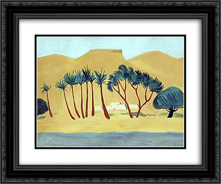 Oasis in the desert 24x20 Black Ornate Wood Framed Art Print Poster with Double Matting by Saryan, Martiros