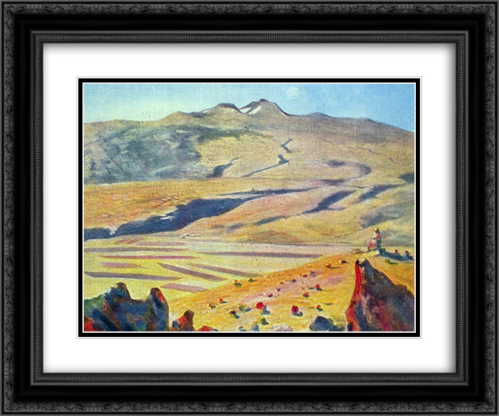 October landscape 24x20 Black Ornate Wood Framed Art Print Poster with Double Matting by Saryan, Martiros