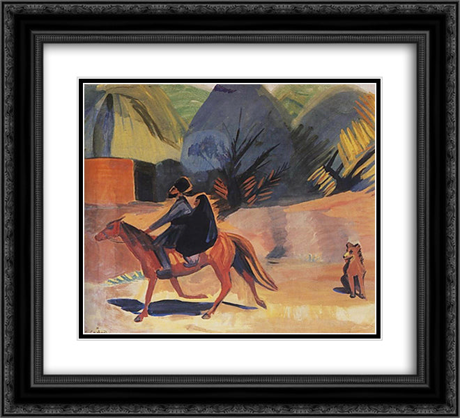 On the horse 22x20 Black Ornate Wood Framed Art Print Poster with Double Matting by Saryan, Martiros