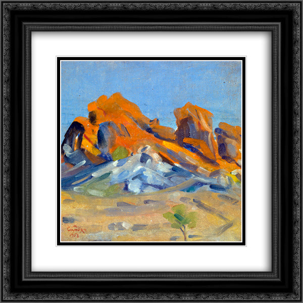 Orange Rocks 20x20 Black Ornate Wood Framed Art Print Poster with Double Matting by Saryan, Martiros