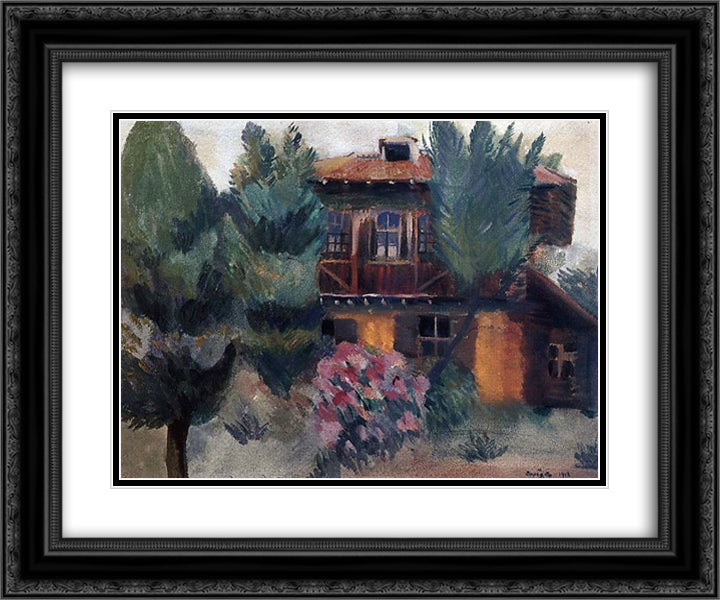 Persian house 24x20 Black Ornate Wood Framed Art Print Poster with Double Matting by Saryan, Martiros
