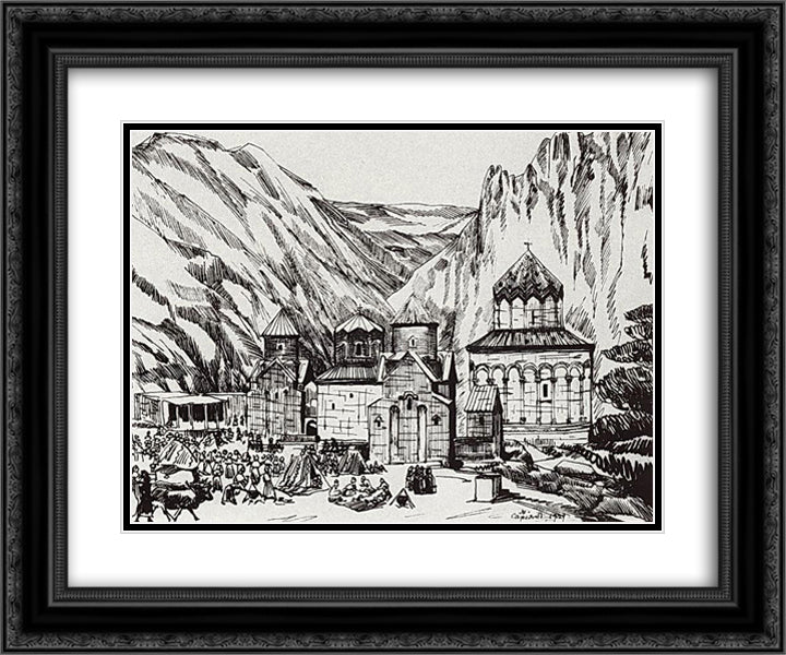 Pilgrimage 24x20 Black Ornate Wood Framed Art Print Poster with Double Matting by Saryan, Martiros