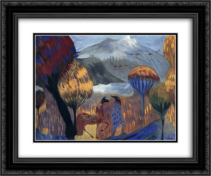 Poet 24x20 Black Ornate Wood Framed Art Print Poster with Double Matting by Saryan, Martiros