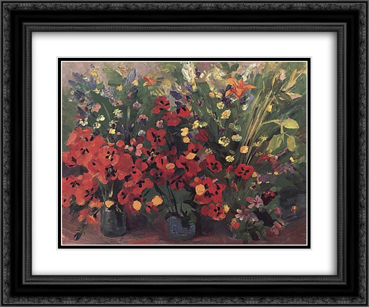 Poppies 24x20 Black Ornate Wood Framed Art Print Poster with Double Matting by Saryan, Martiros