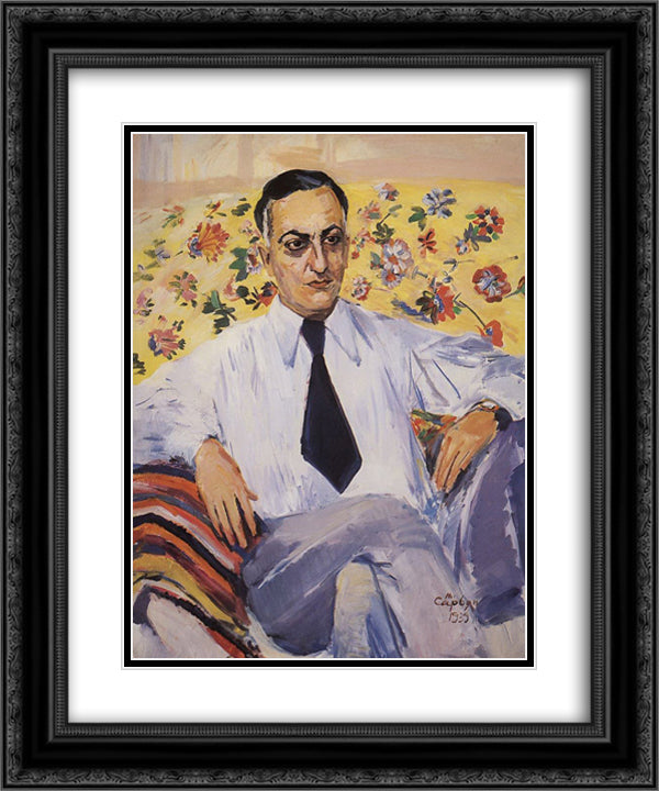 Portrait of a film director Ruben Simonov 20x24 Black Ornate Wood Framed Art Print Poster with Double Matting by Saryan, Martiros