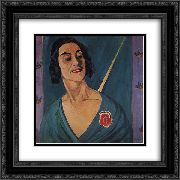 Portrait of actress Anna Humashyan 20x20 Black Ornate Wood Framed Art Print Poster with Double Matting by Saryan, Martiros