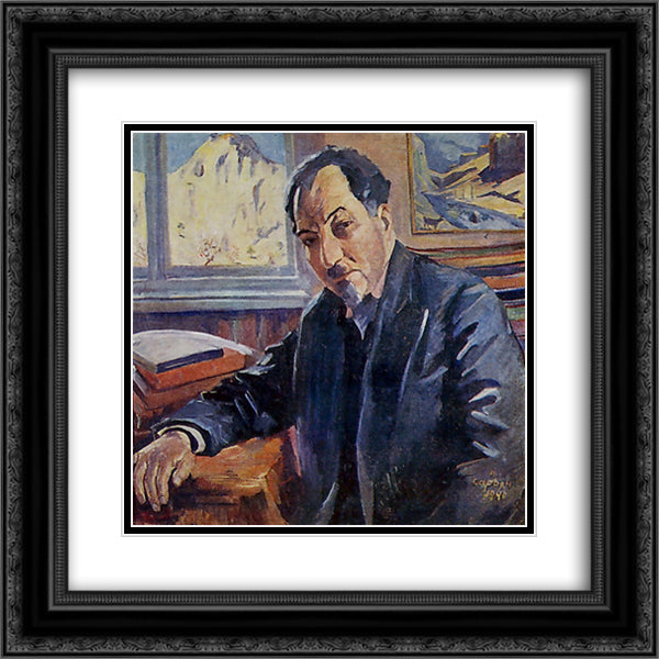 Portrait of Avetik Isahakyan 20x20 Black Ornate Wood Framed Art Print Poster with Double Matting by Saryan, Martiros
