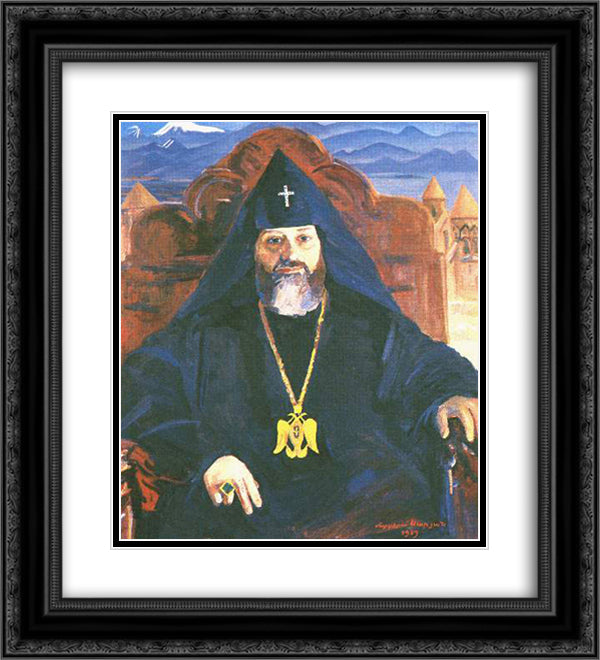 Portrait of Catholicos of All Armenians Vazgen I 20x22 Black Ornate Wood Framed Art Print Poster with Double Matting by Saryan, Martiros